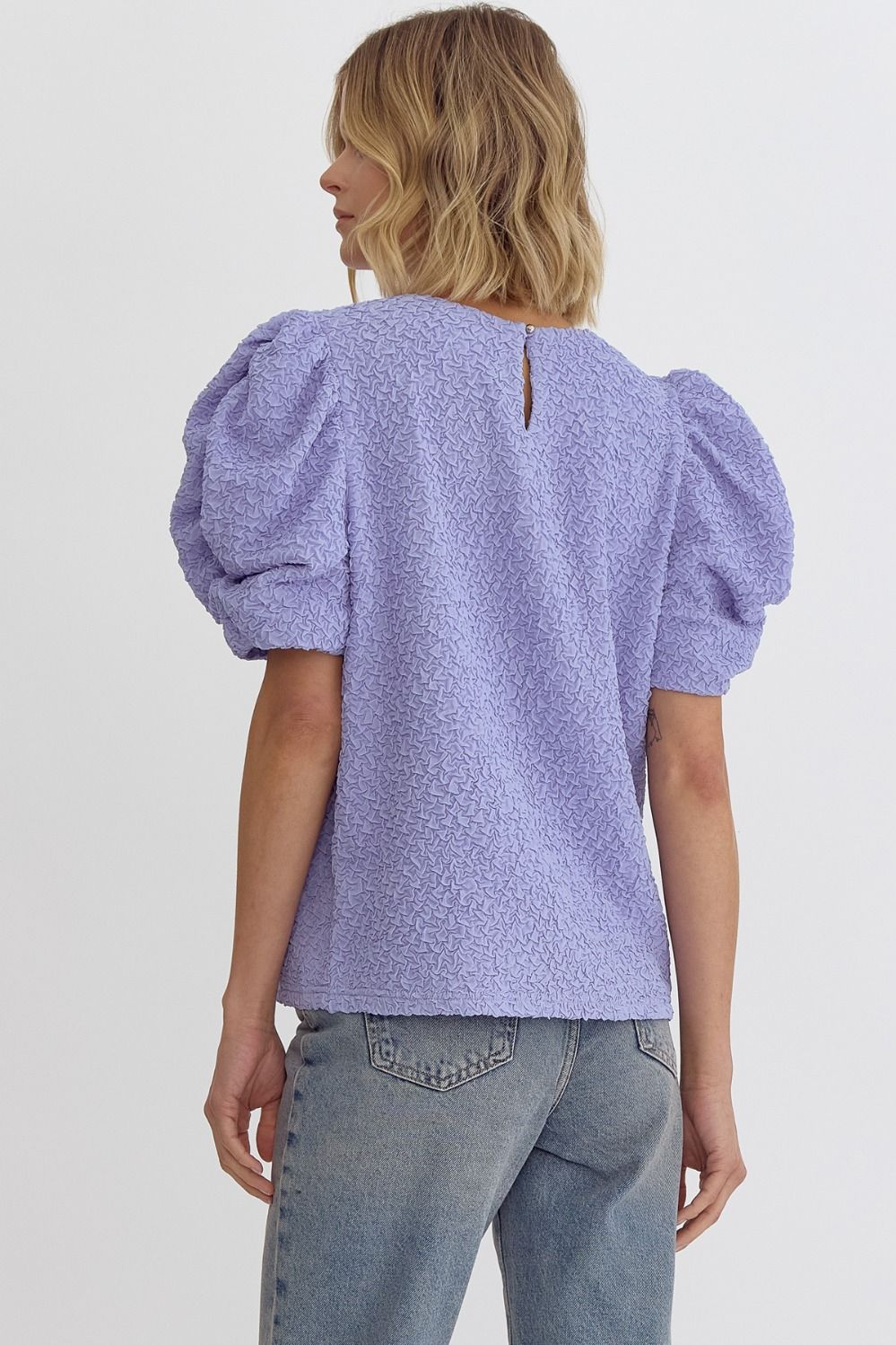 Textured Ruched Sleeve Top