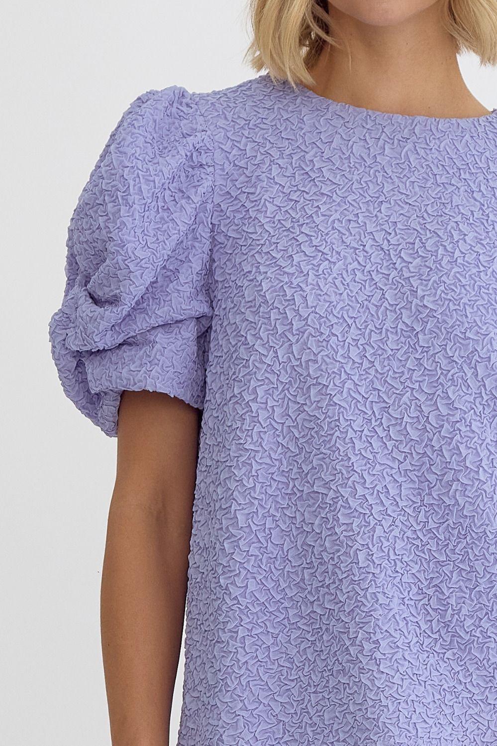 Textured Ruched Sleeve Top