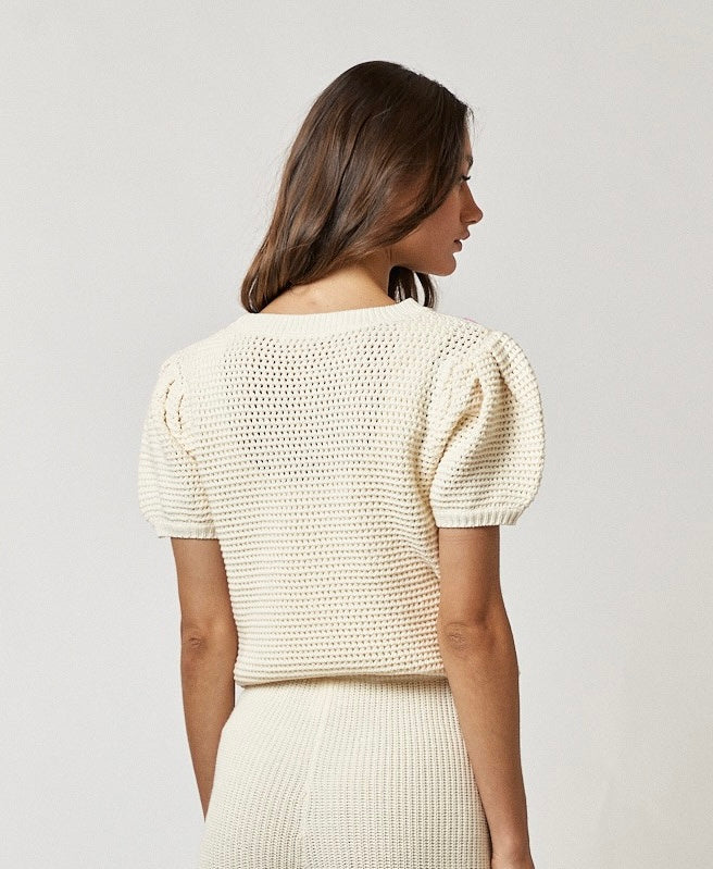 Puff Sleeve Sweater with Heart Detail