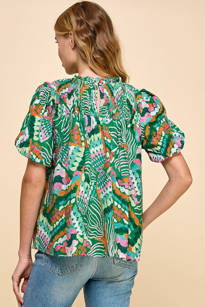 Printed Puff Sleeve Top