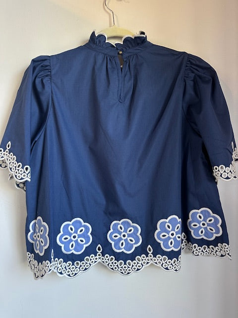 Flutter Sleeve Embroidery Top