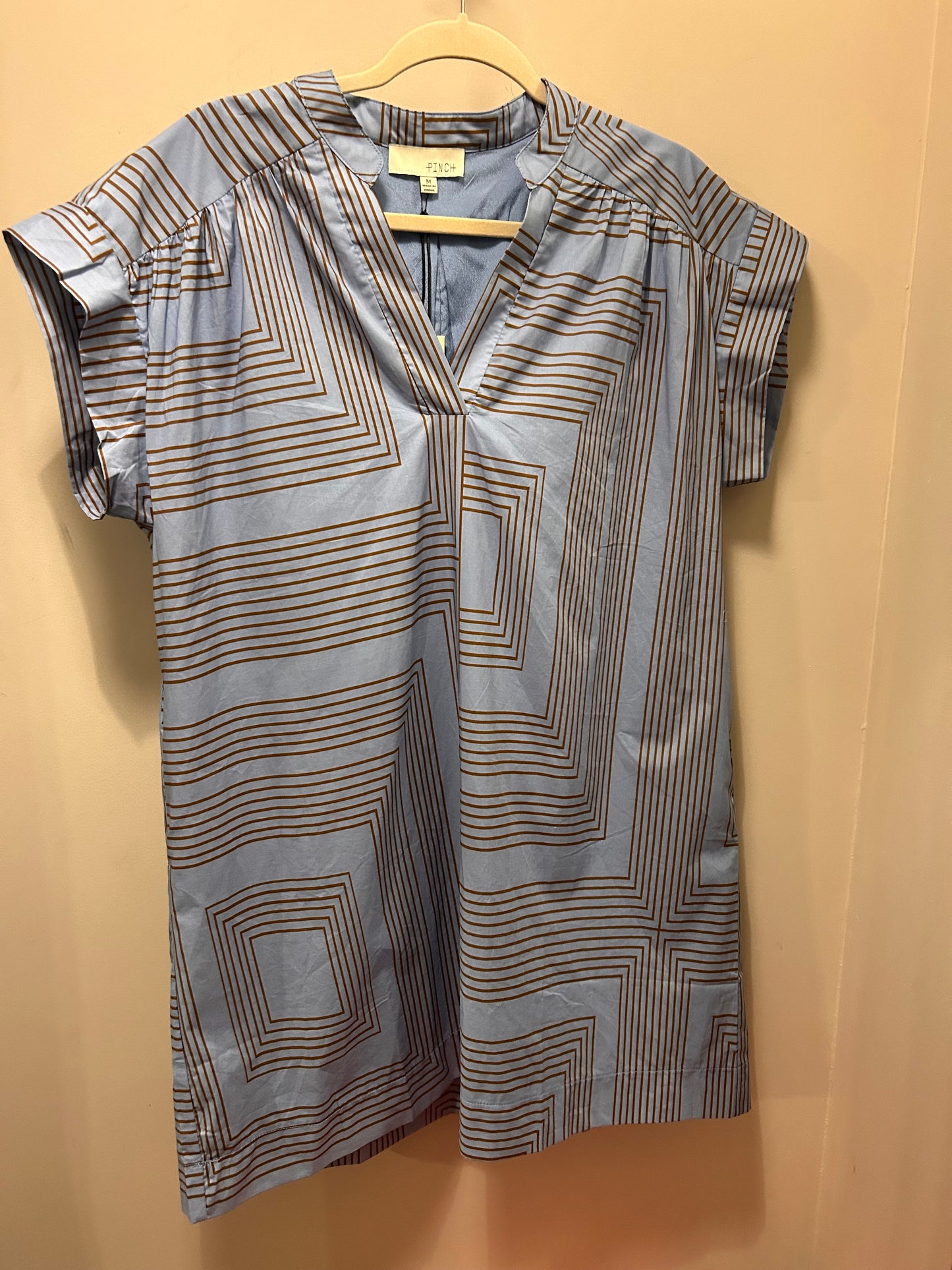 Geometric Print V-neck Tunic Mini Dress