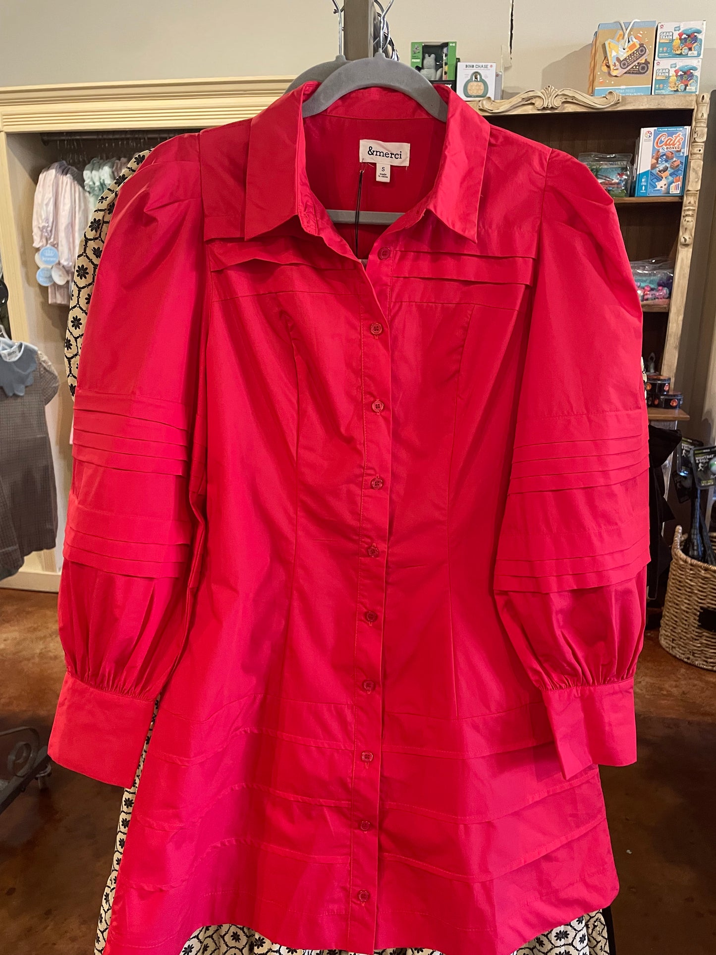 Long Sleeve Button Up Collared Dress