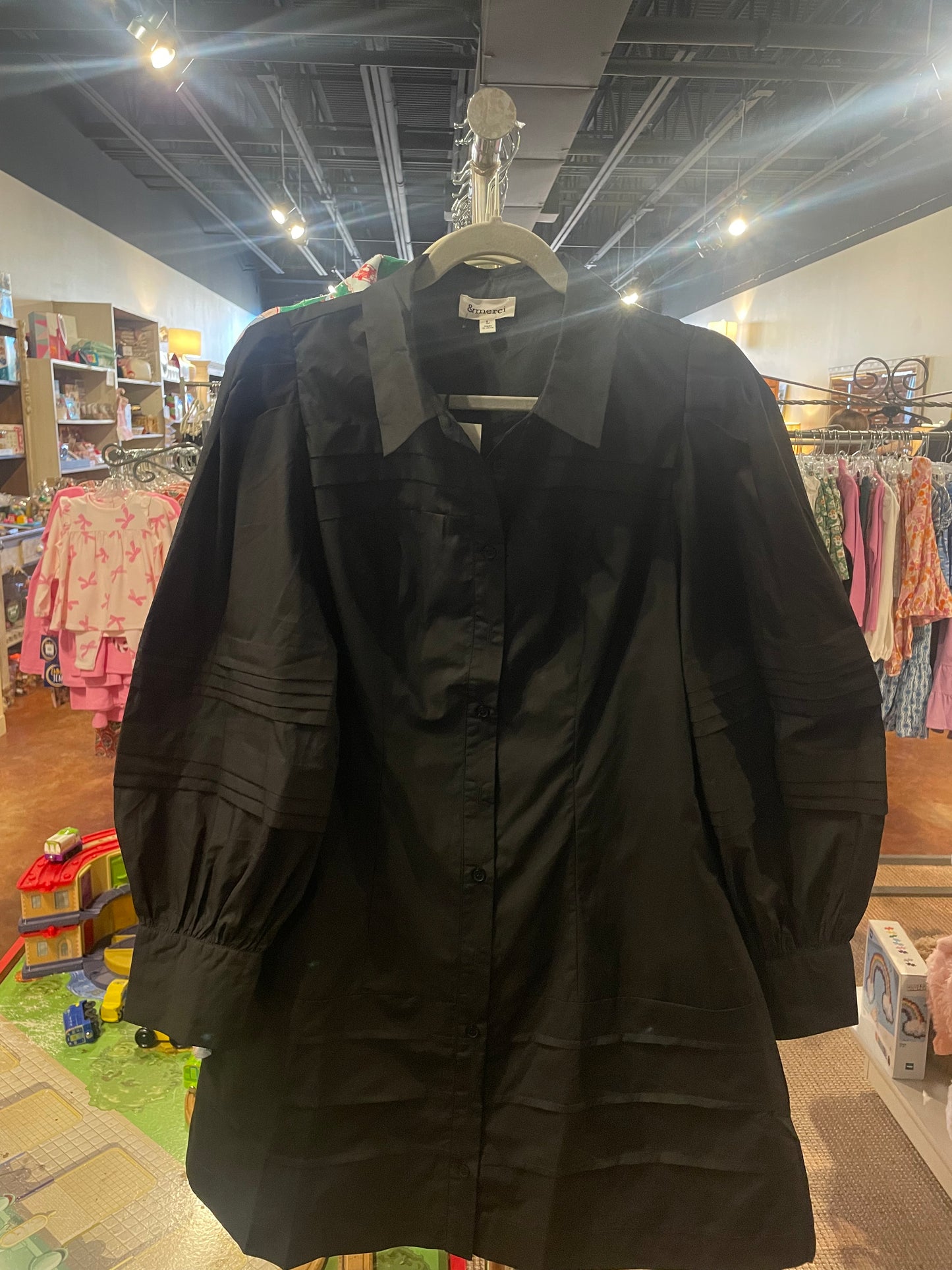 Long Sleeve Button Up Collared Dress