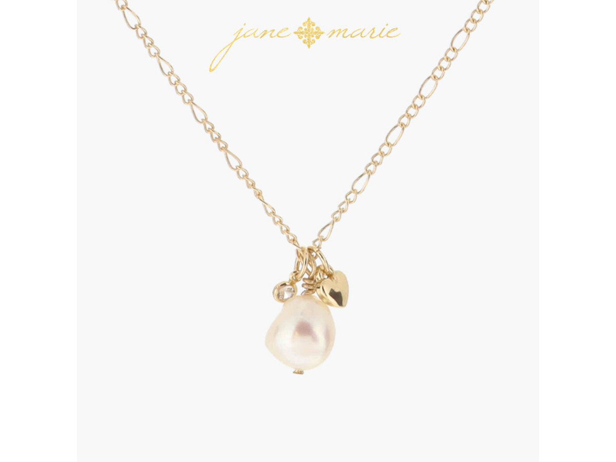 Mini Crystal, Pearl Drop, Gold Heart
