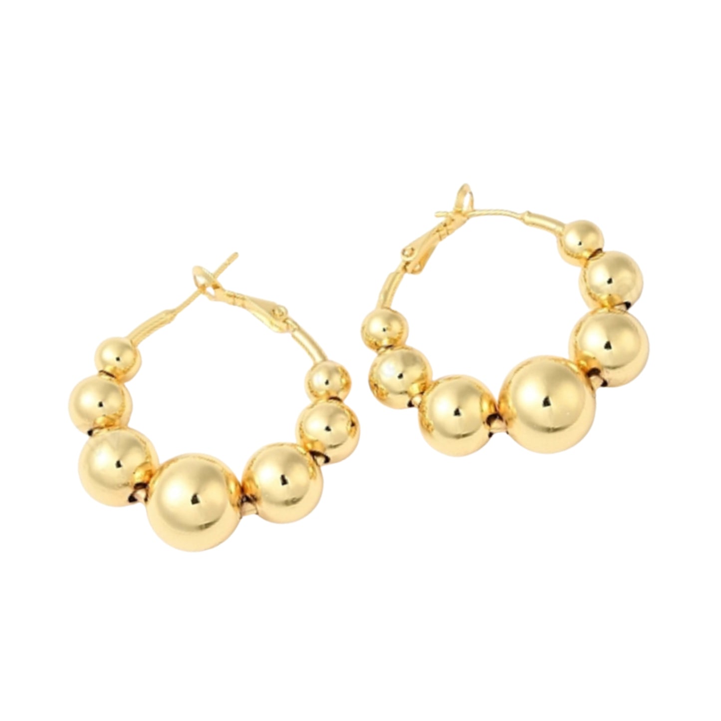 Gilded Earrings Large Beaded Hoops