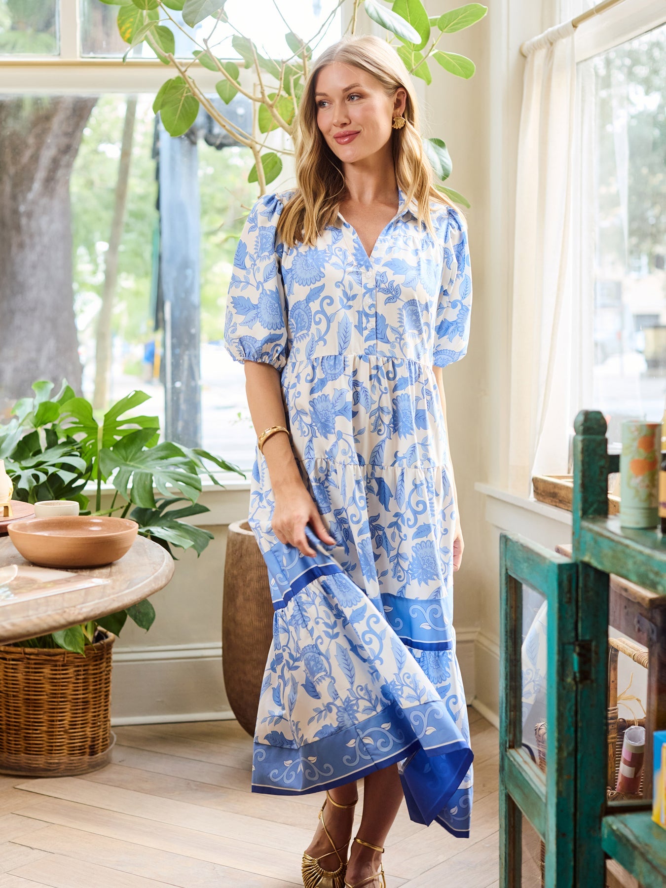 Eloise Dress | Porcelain Vines Blue