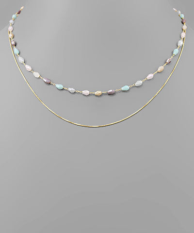 Multi Stone Double Necklace