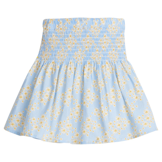 Shirred Circle Skirt - Blue Ditsy Floral
