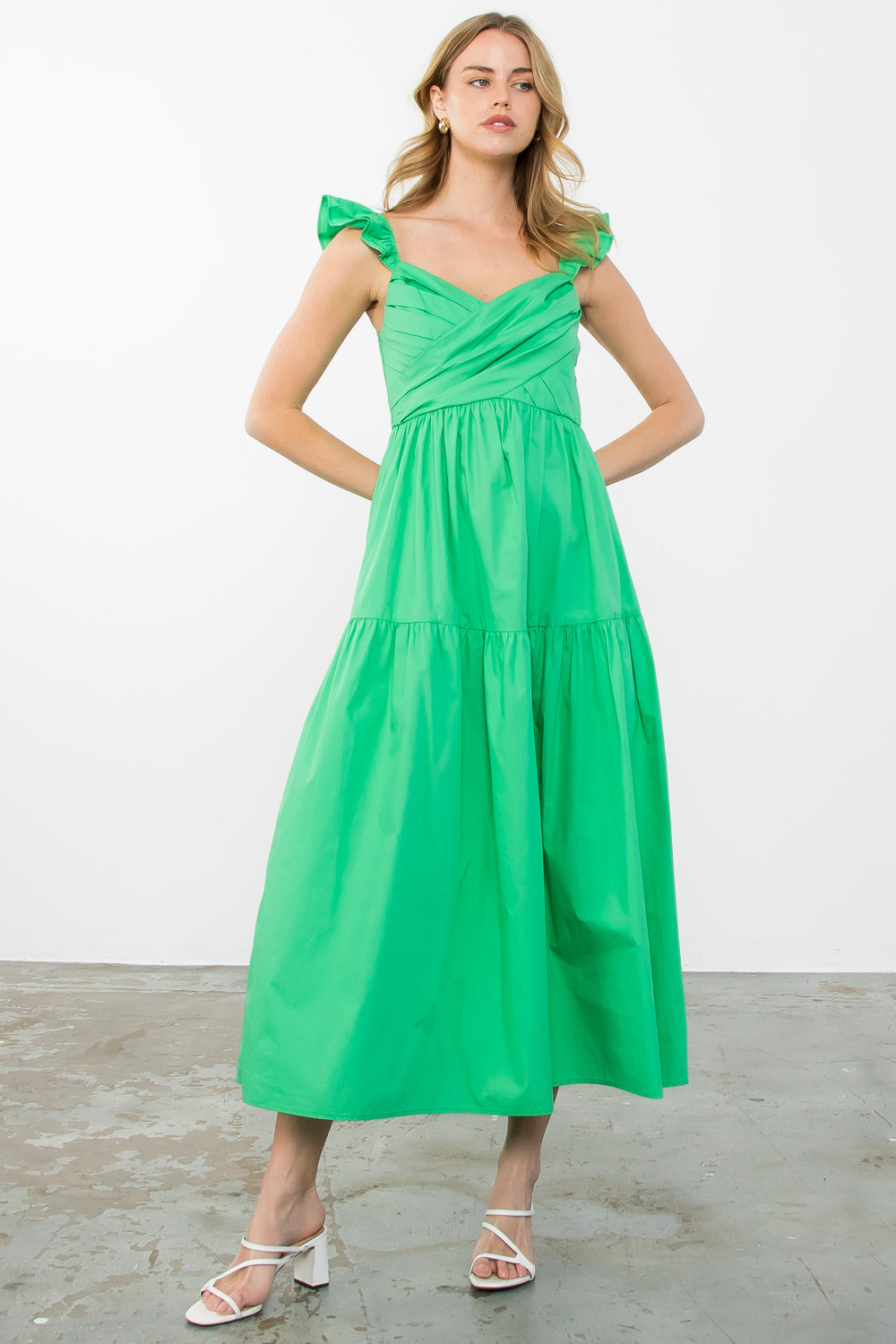 Tiered Poplin Dress
