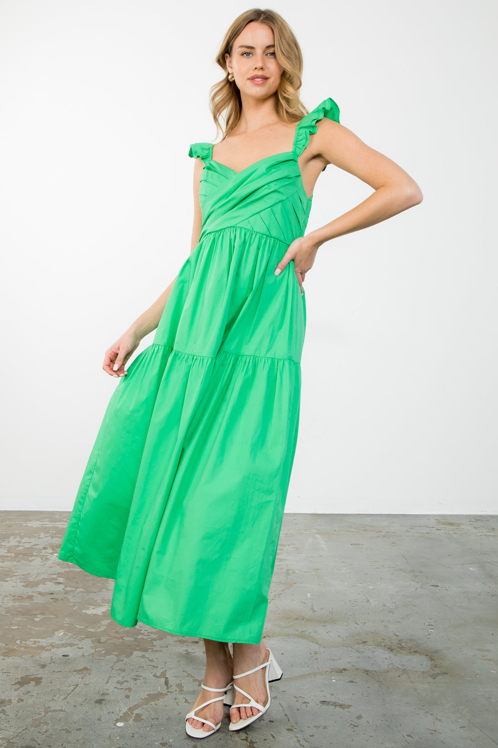 Tiered Poplin Dress