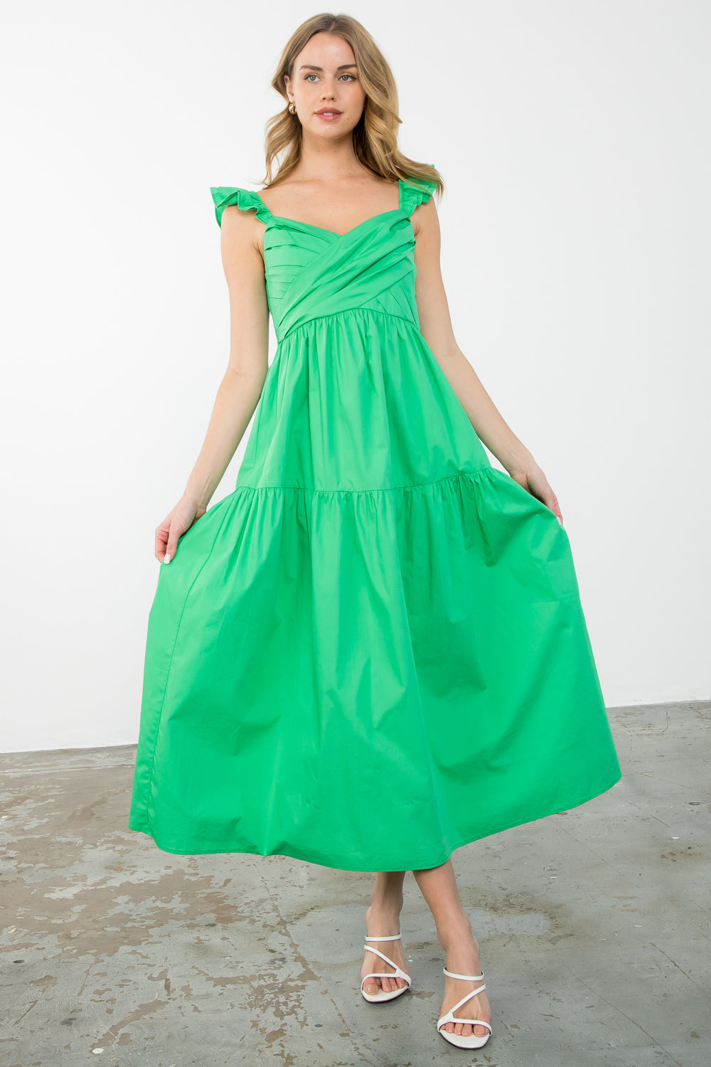 Tiered Poplin Dress