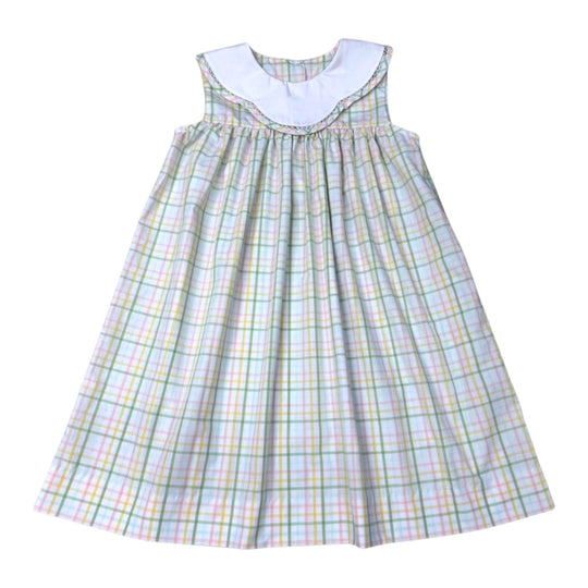 Pastel Prep Plaid Scalloped Dress
