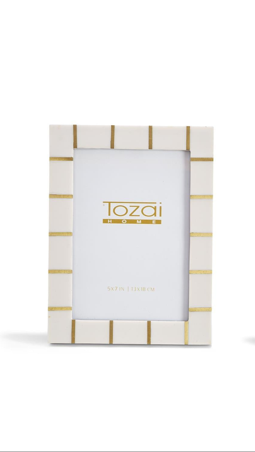 5x7 ivory brass lines frame