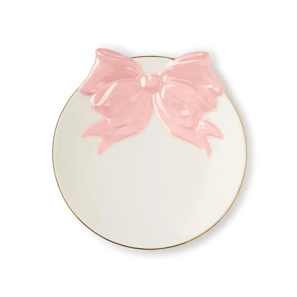 Beautiful Bow Tidbit Plate with Gold Rim Accent