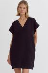 V necked banded sleeve dress