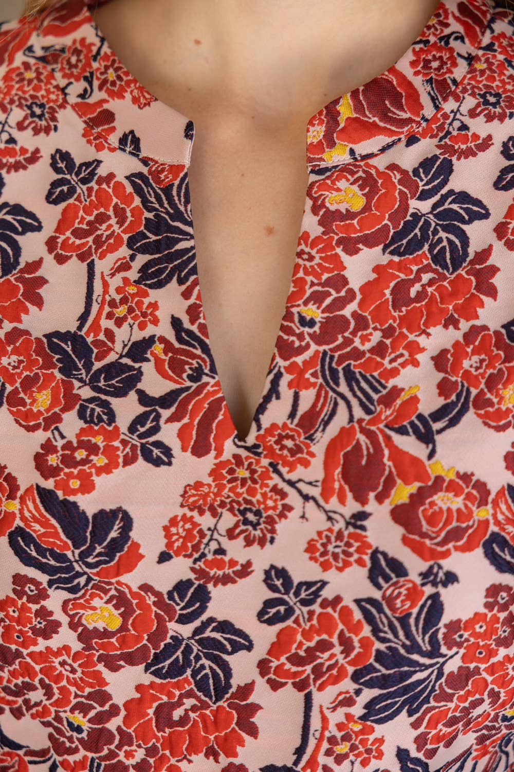 35776 Multi Color Floral Jaquard Top