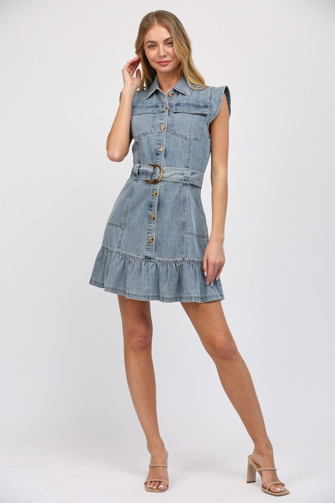 Button Front Denim Dress