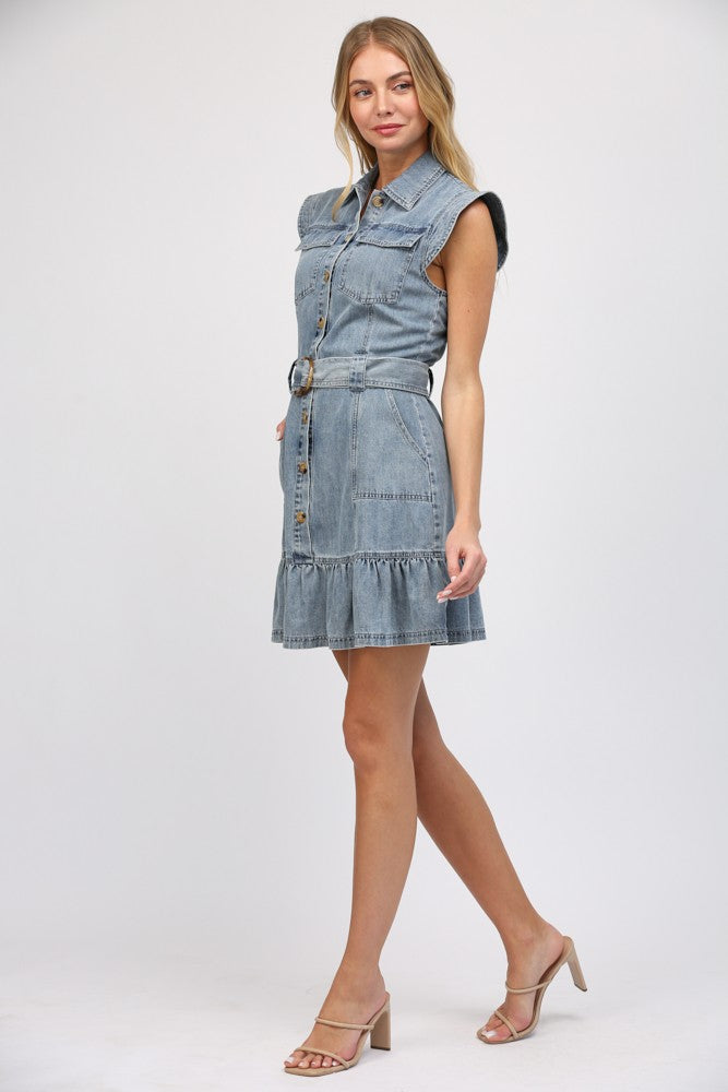 Button Front Denim Dress
