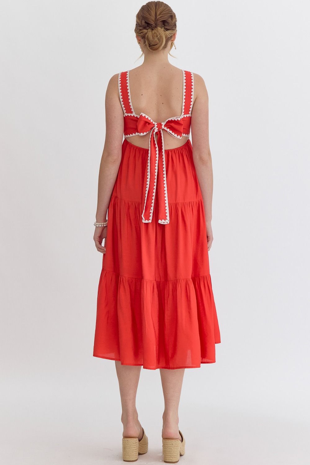 Tiered Square Neck Midi w/ Self Tie