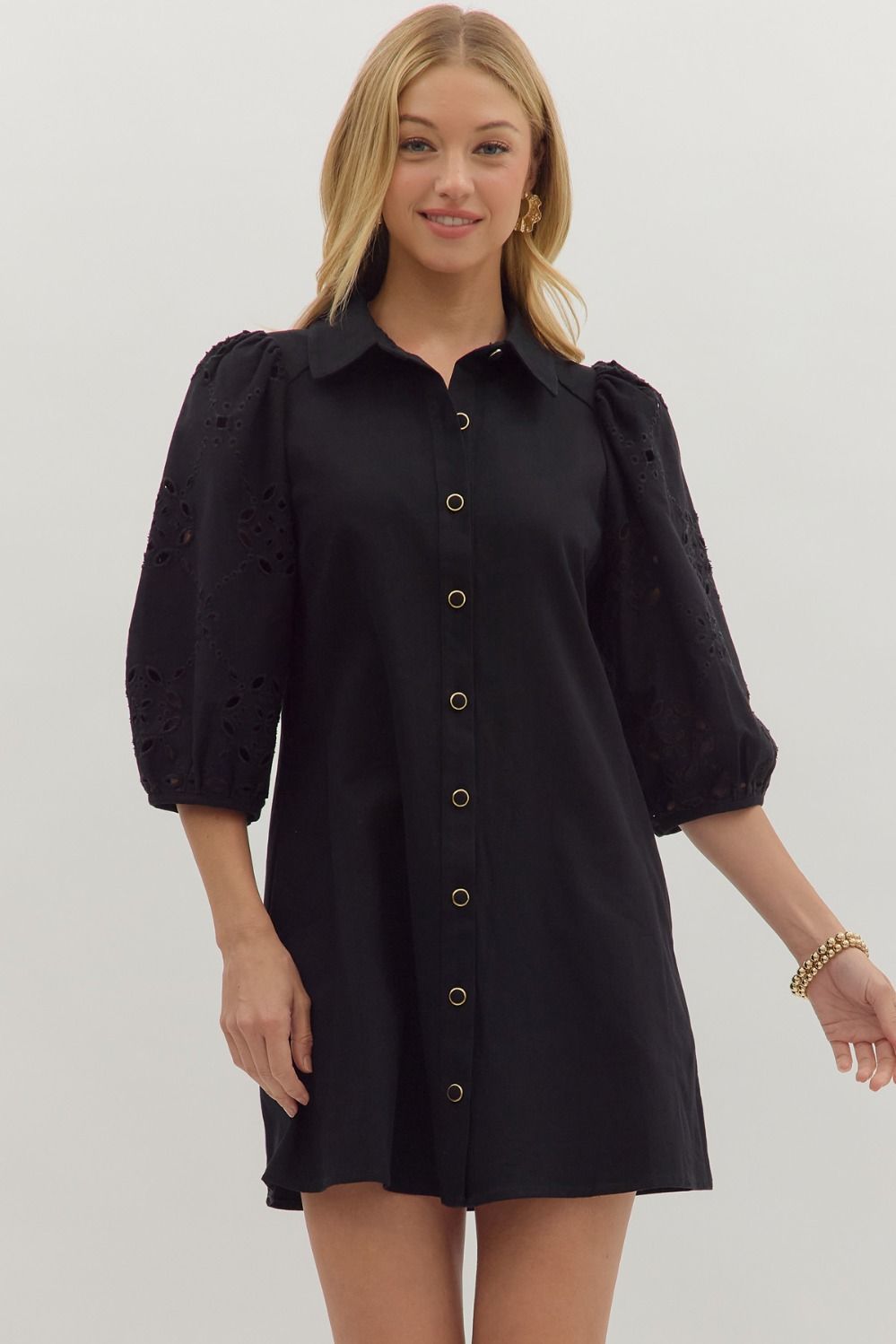 Solid Eyelet Dress