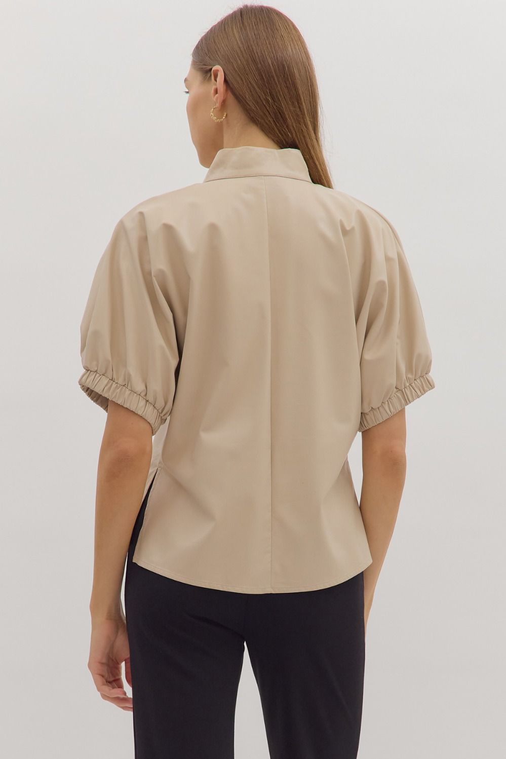 Faux Leather Cream Top