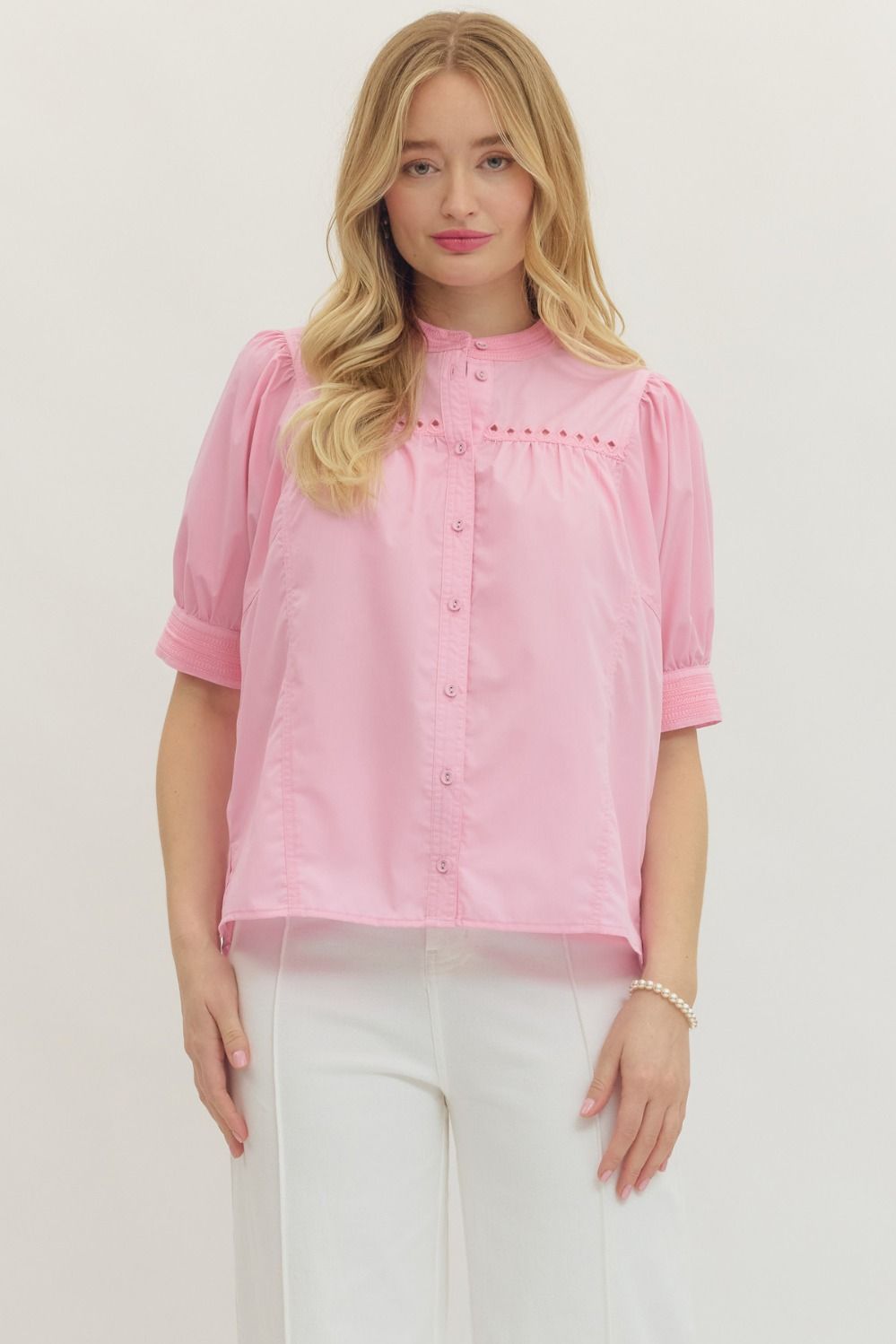 Detailed Button Up Blouse