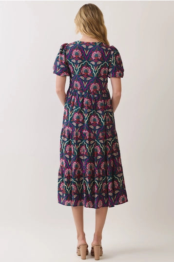 Puff Sleeve Floral Midi