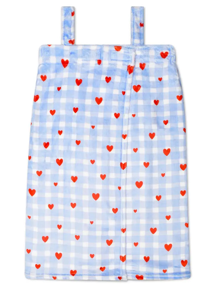 Gingham Hearts Plush Spa Wrap