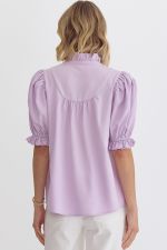 Lavender V-neck Puff Sleeve Top