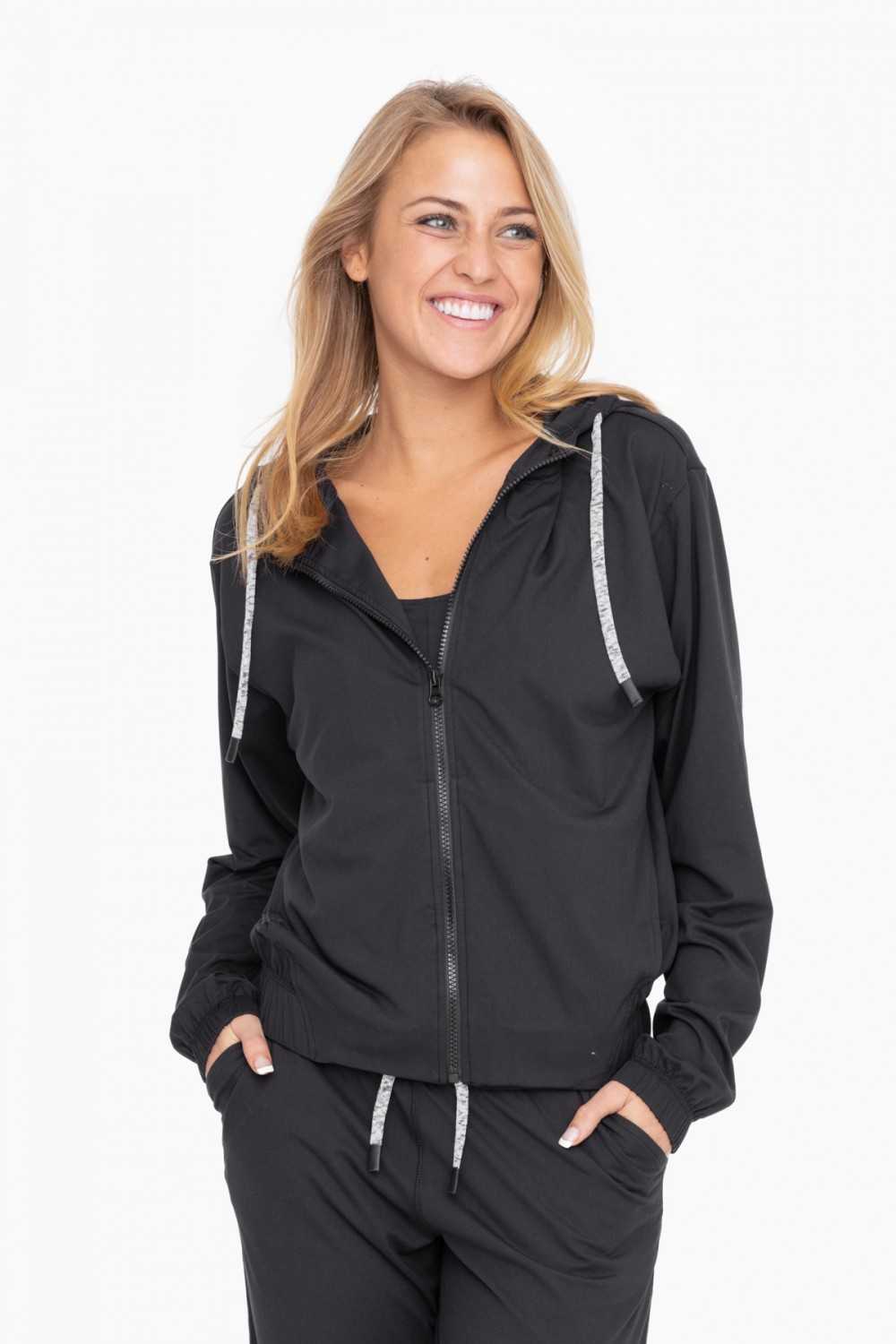 Black FlexComfort Hooded Zip Jacket