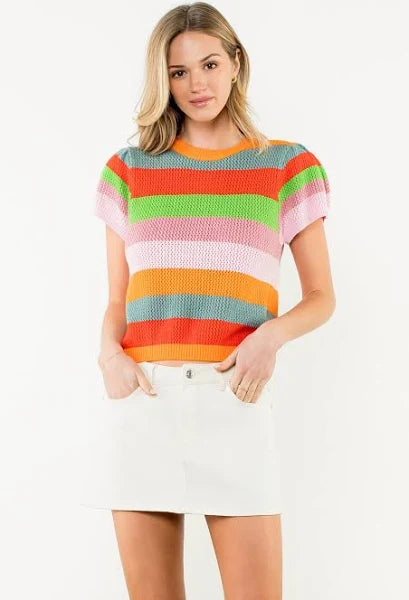 Multi Color Stripe SS Top