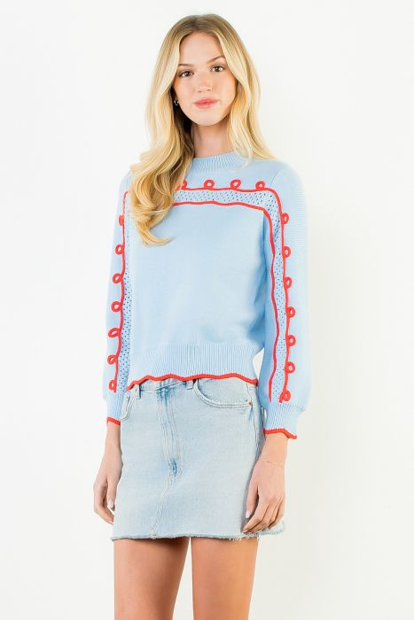 LS wavy knitted sweater
