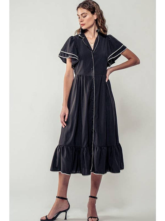 Tiered Ruffle Button Front Dress