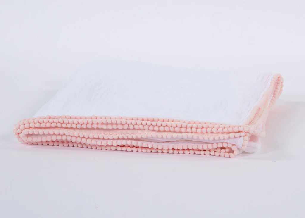 Swaddle baby blanket pompom edge