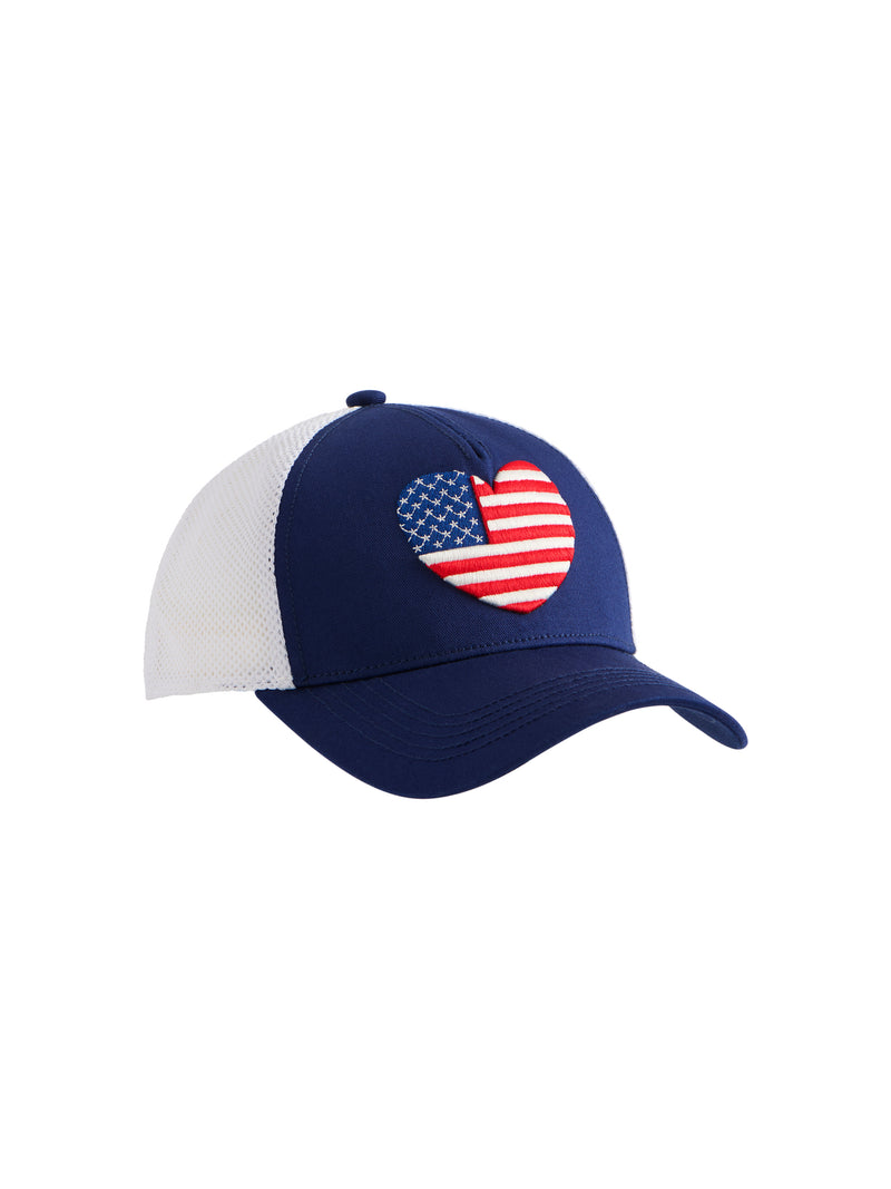 Heart Flag Trucker Hat, Navy