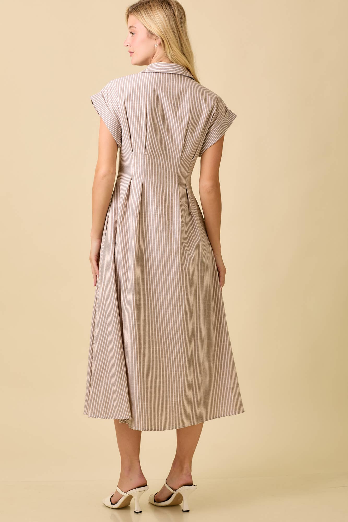 Button Up pleated Midi Shirt Dress