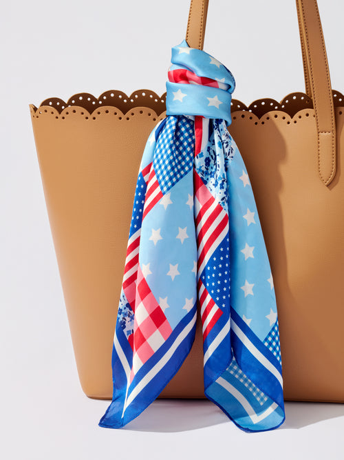 Flag Patchwork Scarf, Blue