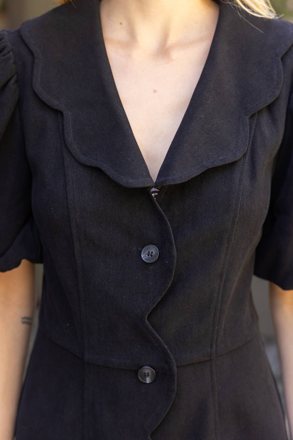 Scallop Detailed Button Down Mini Dress