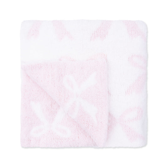 Baby Pink Bow Chenille Blanket