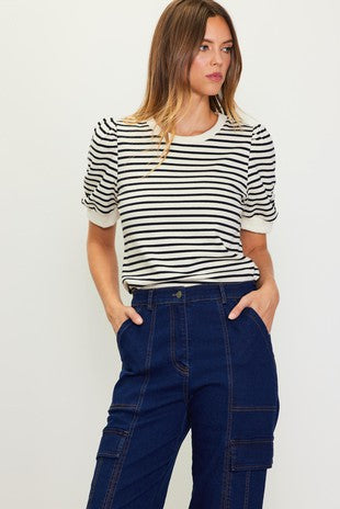 Short Sleeve Knit Stripe Top