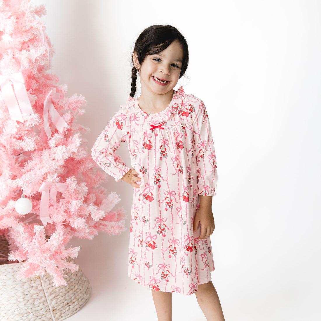 Bows & Santa Long Sleeve Gown