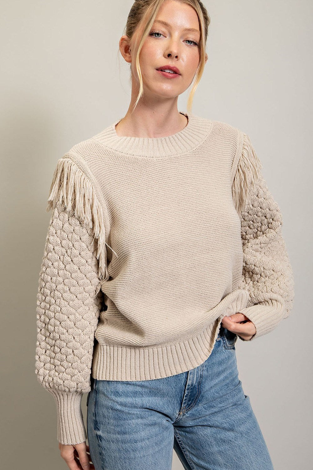 Fringe Knitted Sweater Top