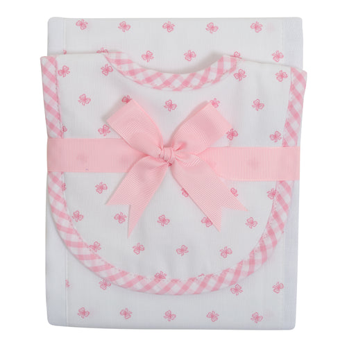 Pink bow burp / drooler
