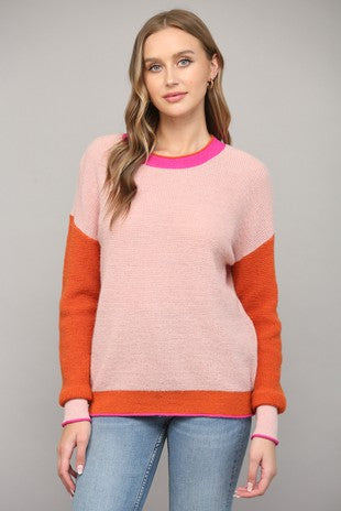 Wool Blend Color Block Sweater