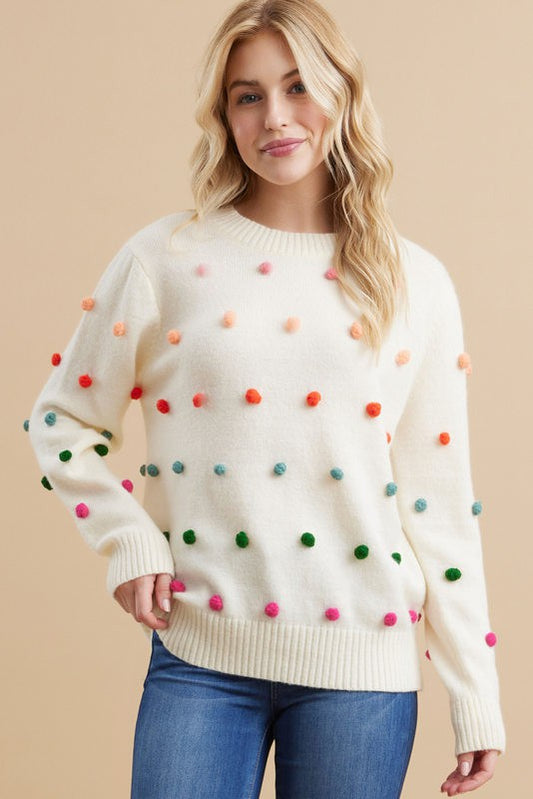 Ivory Pom Pom Sweater
