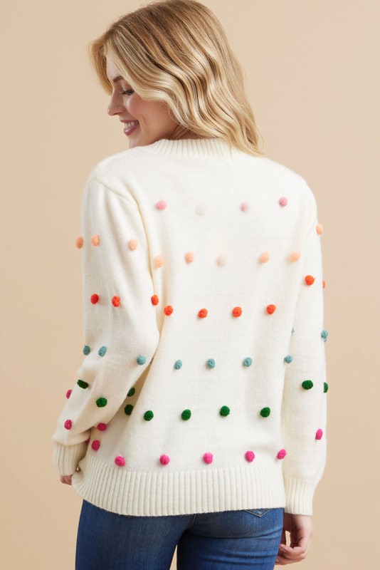 Ivory Pom Pom Sweater