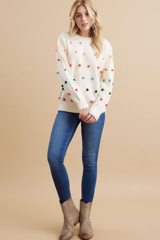 Ivory Pom Pom Sweater