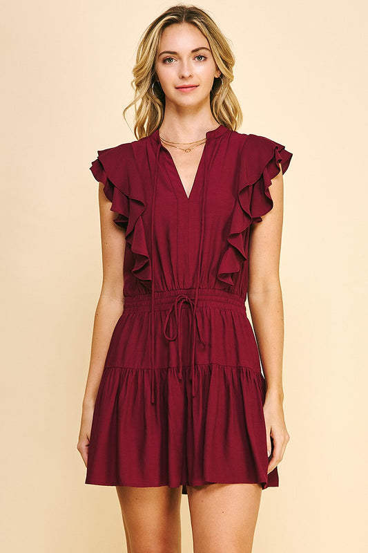 maroon tiered dress