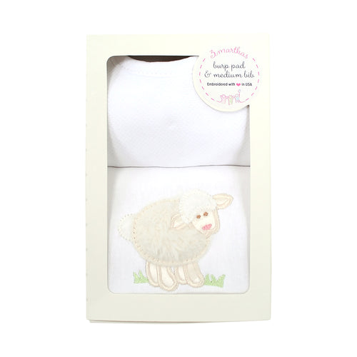Little Lamb bib/burp set